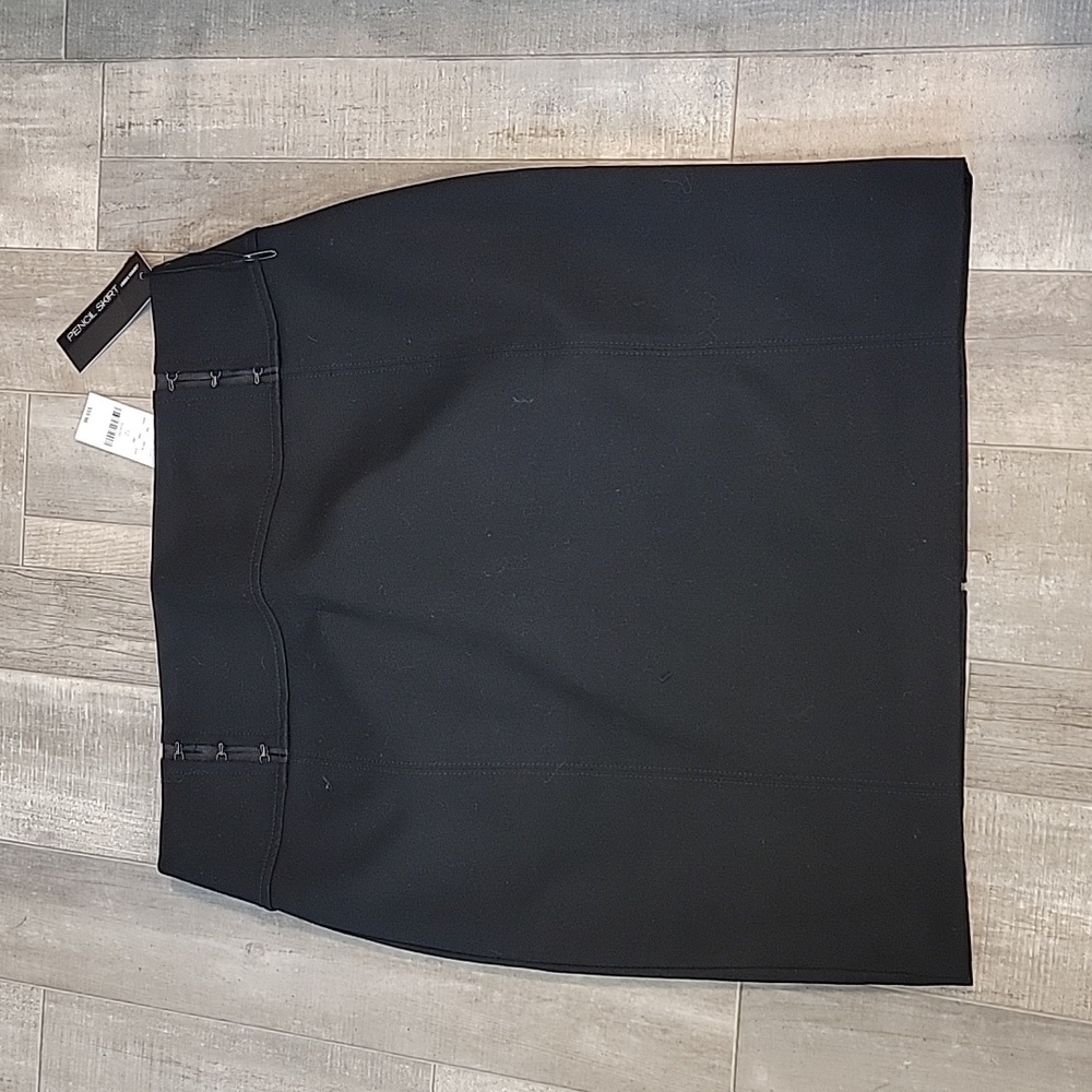Express High Waist Black Pencil Skirt Button Detail Back Zip NWT Size 12